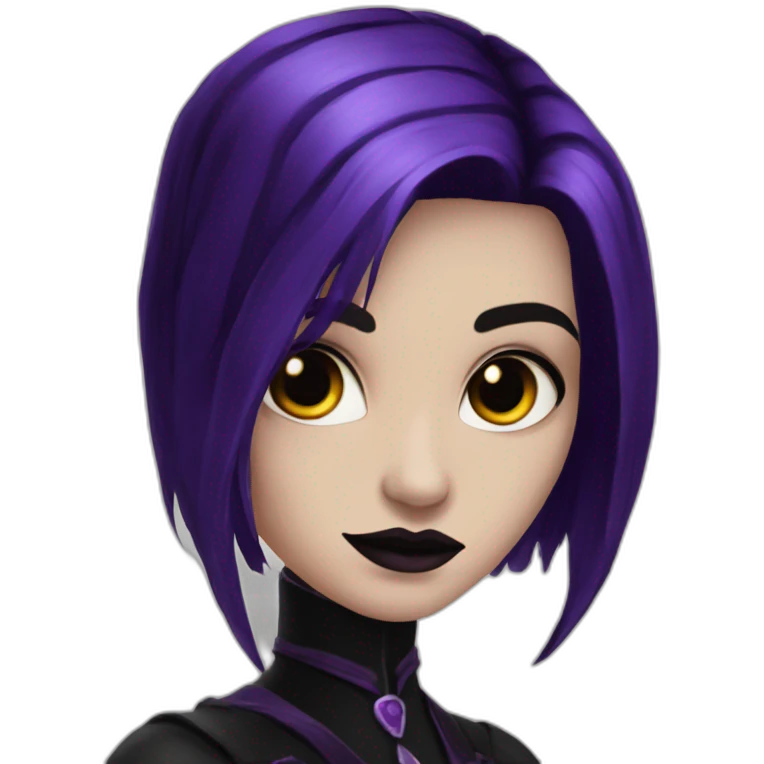 raven-queen-gothic-girl-long-dark-black-and-purple-hair emoji
