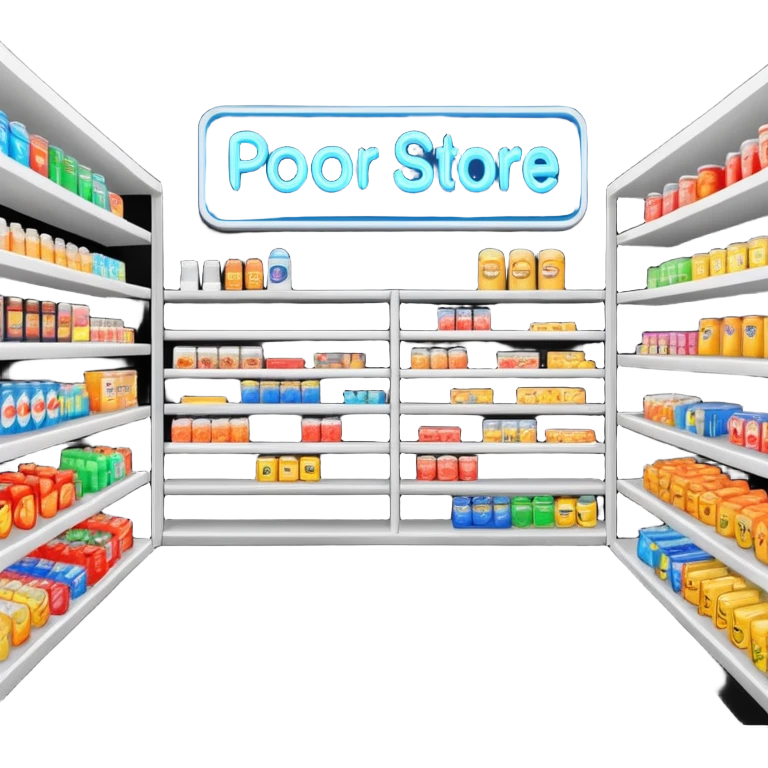 Convenience store named poor store and more emoji