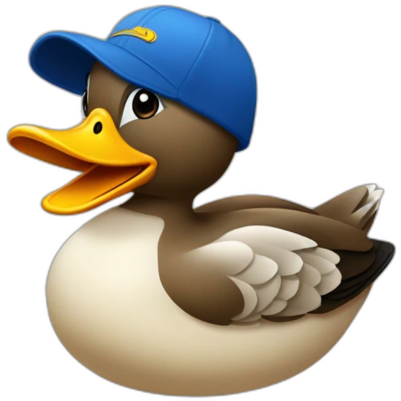 Canard avec casquette a l'envers emoji