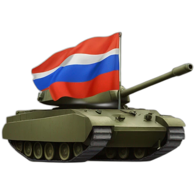 a tank with a letter z on board and russian flag emoji