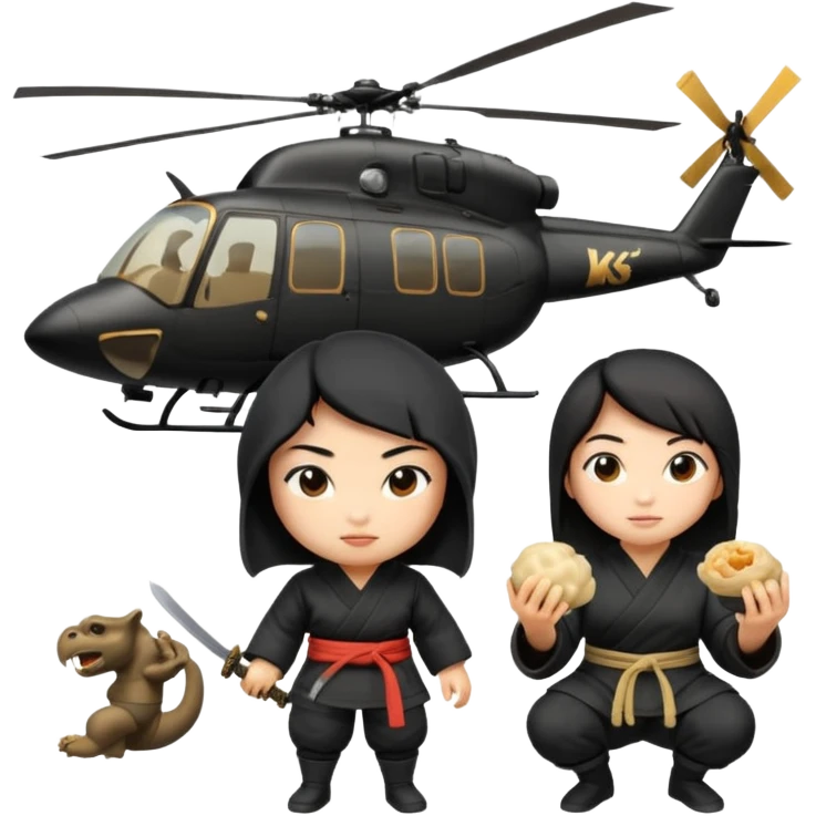 Ninja Asian King Kong dumpling girl helicopter emoji