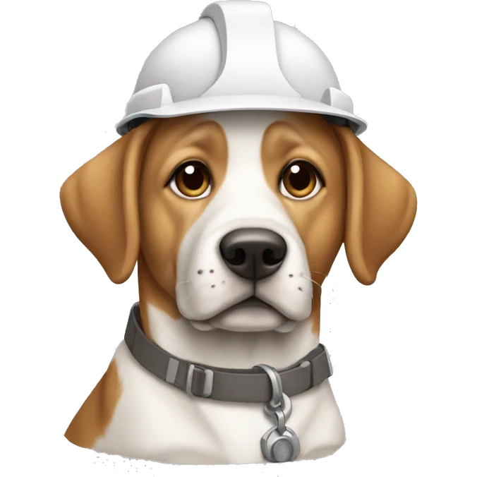 Dog white whith some light brown spot dressed as an architect emoji