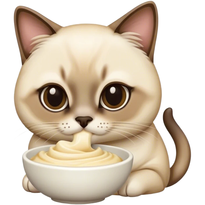 The Siamese cat is eating emoji