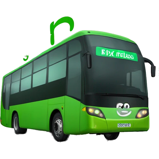 Green Setra bus with FlixBus sign át the stop emoji