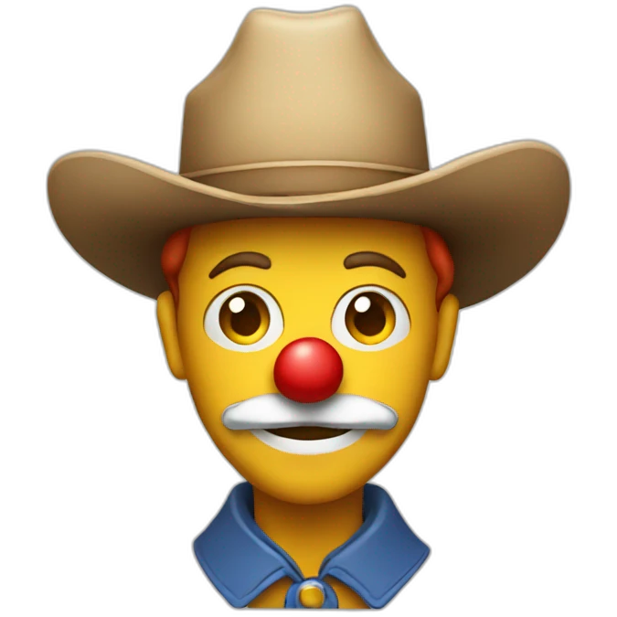 Classic Clown wearing a cowboy hat emoji