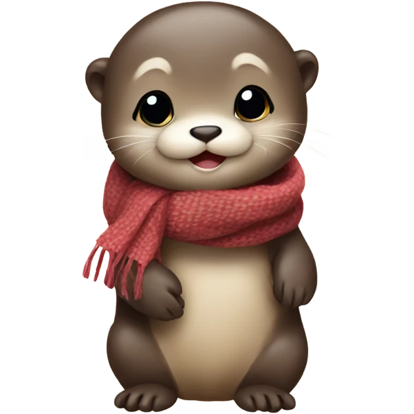 Cute baby otter. Wearing scarf. Full body.  emoji
