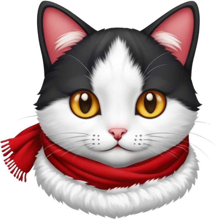 A black and white cat with a scarf around his head emoji