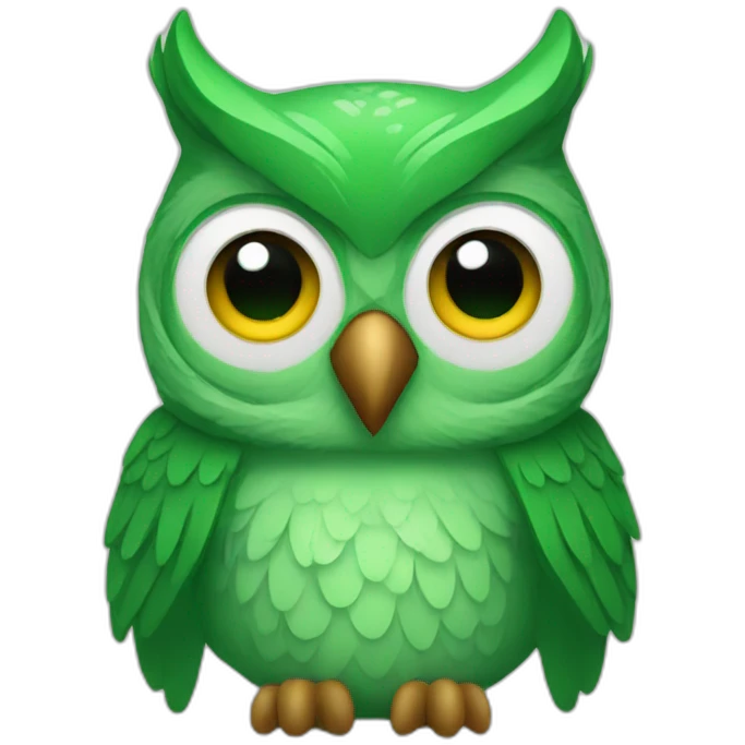One green owl emoji