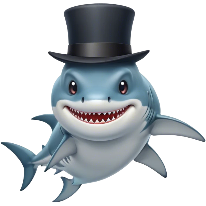 Shark with a top hat emoji