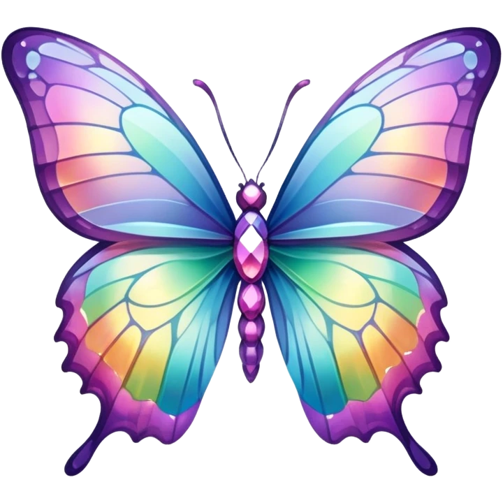 Pastel iridescent rainbow crystal butterfly emoji