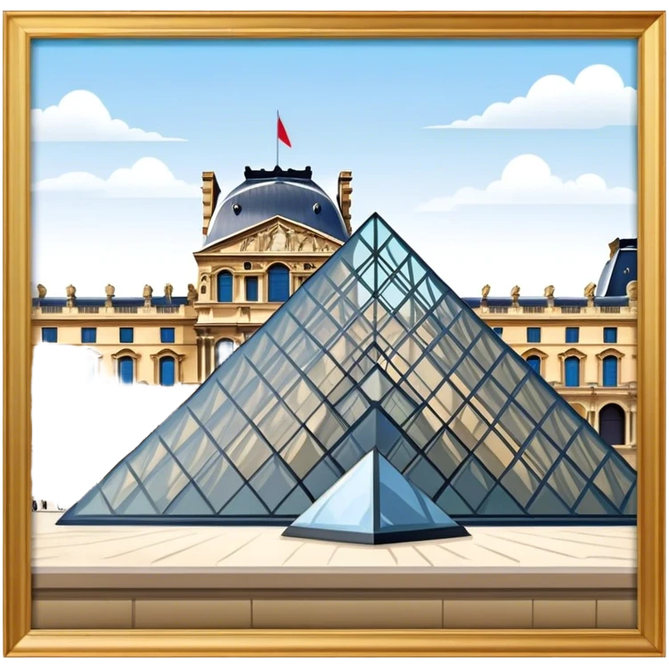 Louvre Museum Landmark Emoji – Showing the glass pyramid entrance with the historic palace in the background. emoji