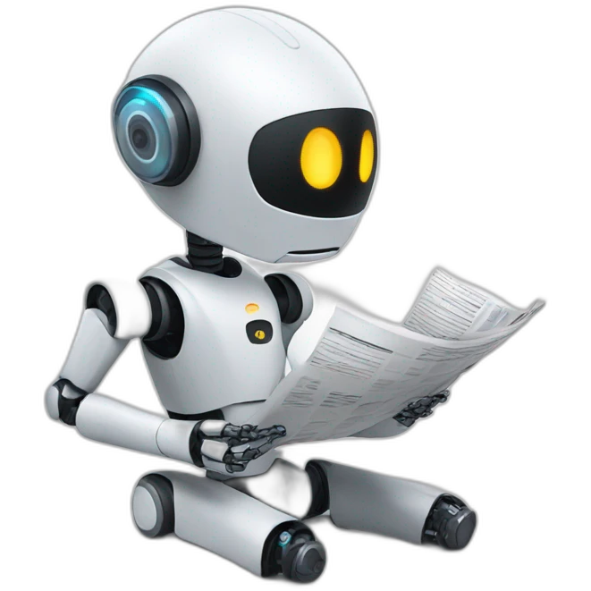 an AI robot reading news emoji