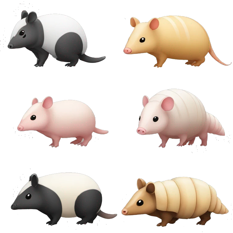 Black and white chubby armadillo pig panda centipede armadillo  emoji