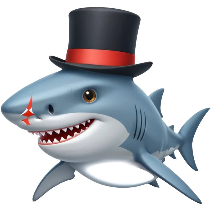 Shark with a top hat emoji