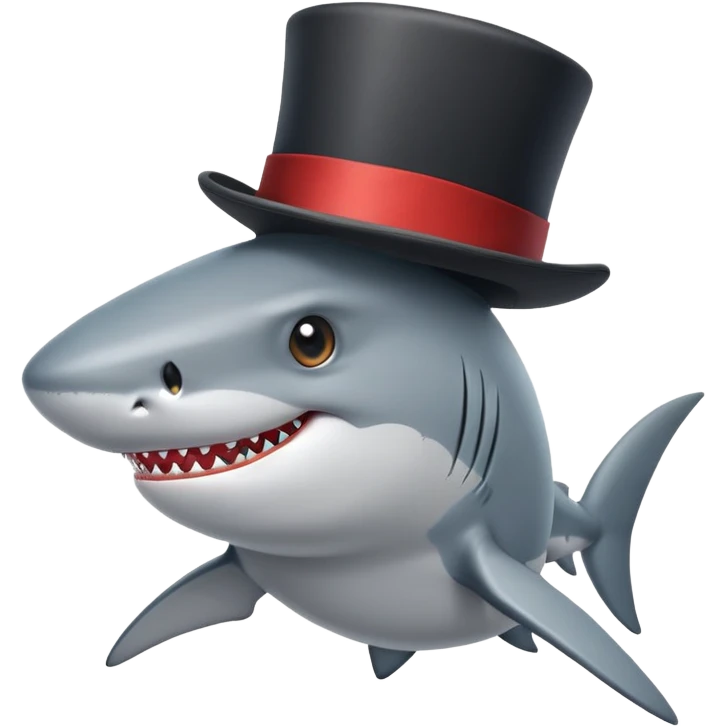 Shark with a top hat emoji
