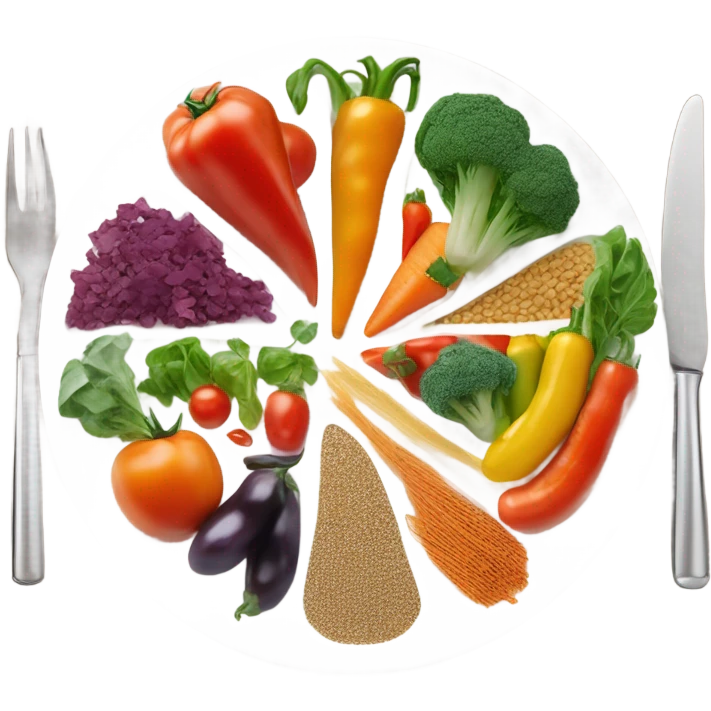 round white plate full of healthy food emoji