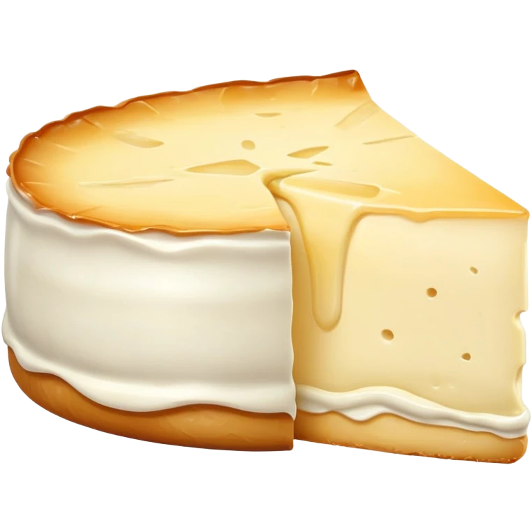 cinematic-realistic-brie-cheese-emoji,-featuring-a-creamy gooey center,-soft-ripened-cheese-with-a-delicate-rind-rendered-with-lifelike-detail-and-inviting,-natural-lighting. emoji