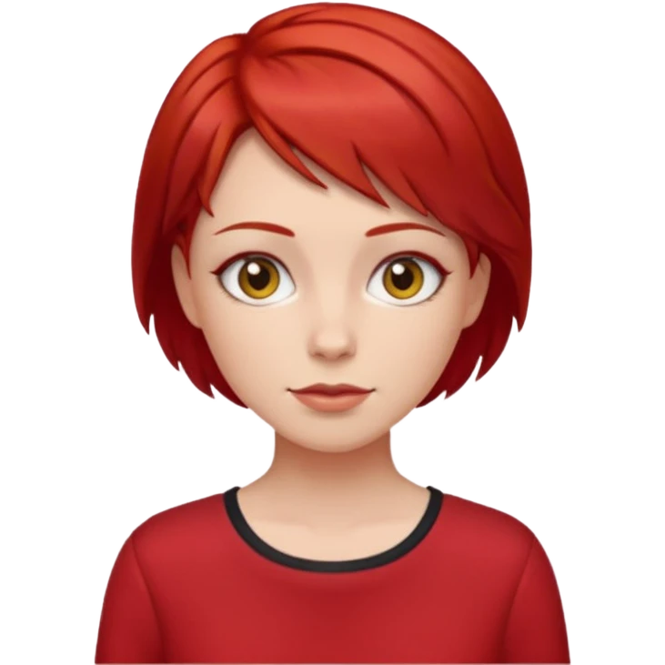 lady in red clothes , short layer red hair emoji