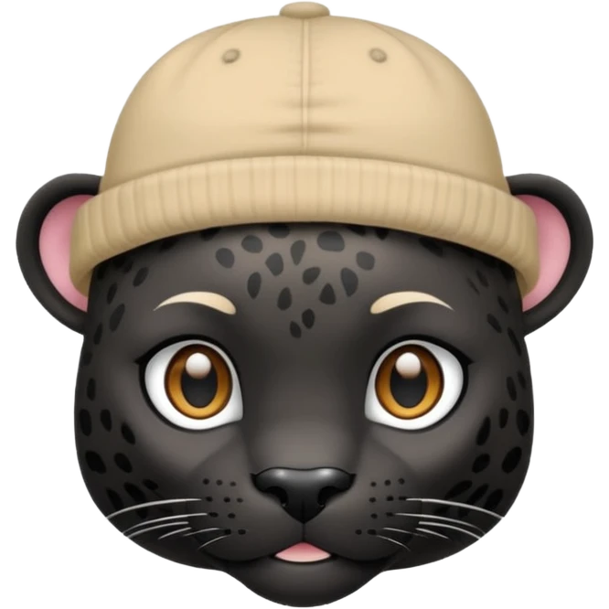 A black jaguar wearing a baby hat emoji