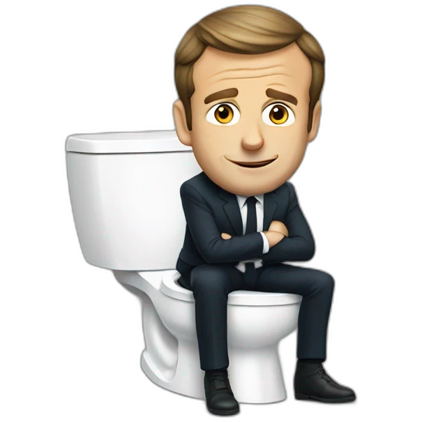 Emmanuel Macron seated on toilet emoji