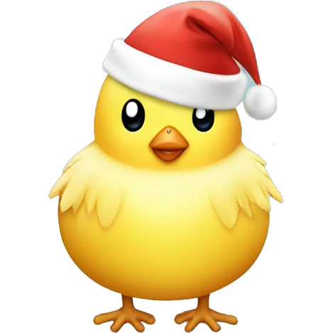 baby chick with Christmas lights and Santa hat emoji