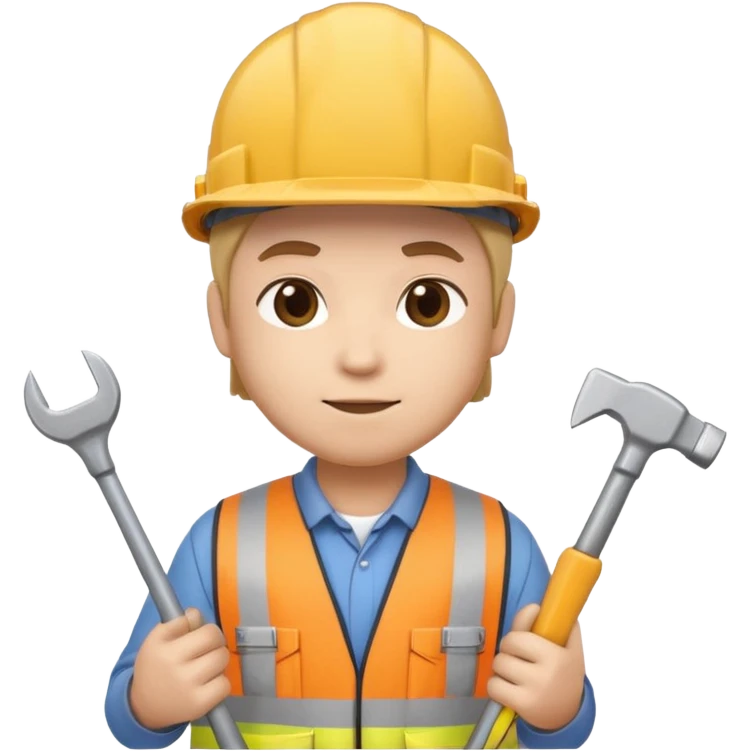 Baret ve aletli inşaat işçisi related to İnşaat İşçileri, chibi emoji style, with soft lighting emoji