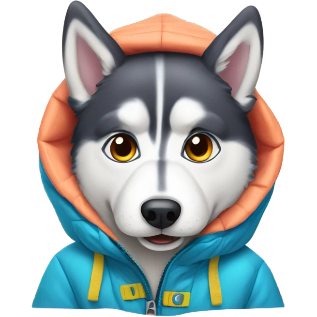 Husky wearing a parka emoji