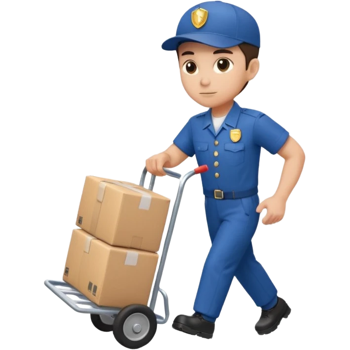 Foot courier with hand truck,Delivery Crew emoji