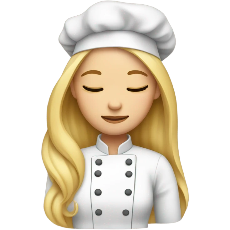 Female chef with long blonde hair sleeping emoji