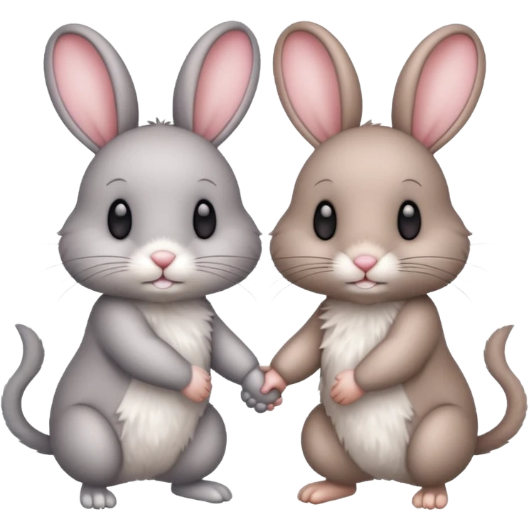 bunny and mouse holding hands emoji