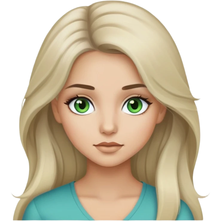 ragazza capelli lunghi biondo cenere, occhi grigi/verdi/azzurri, latina makeup emoji
