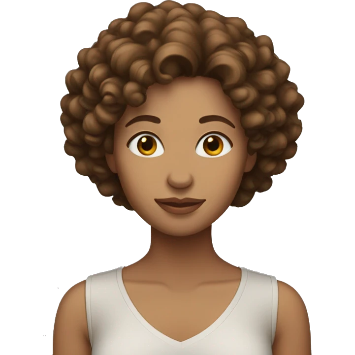 woman with brown curly hair until shoulders emoji