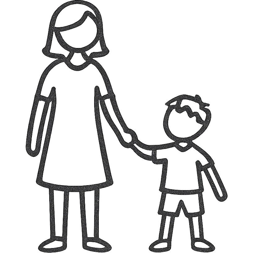 minimal icon style of mother and son holding hands emoji