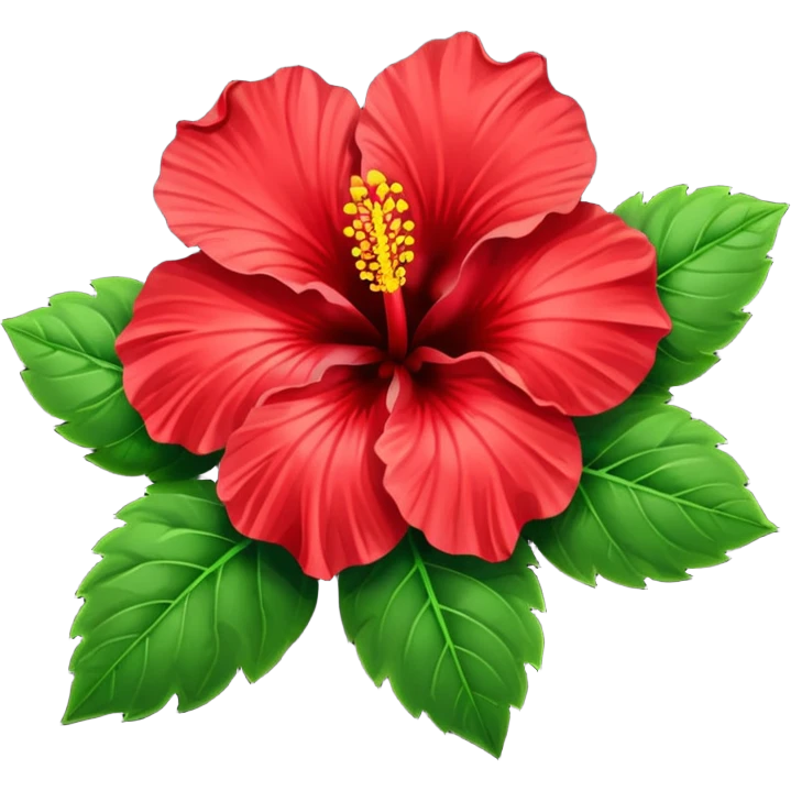  heart hibiscus like with green leaves emoji