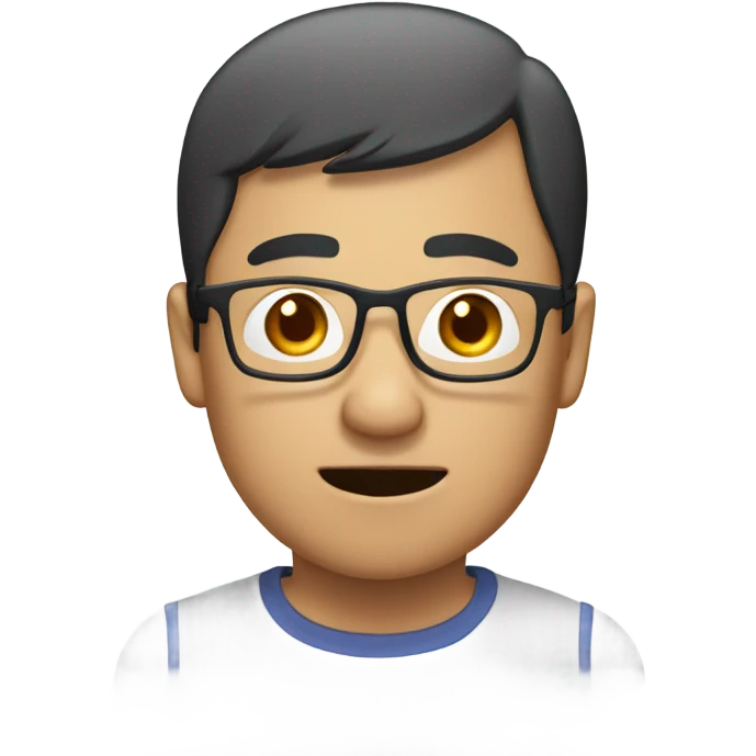  a 35-year old, male, bald Asian man, wearing glasses, confused, emoji