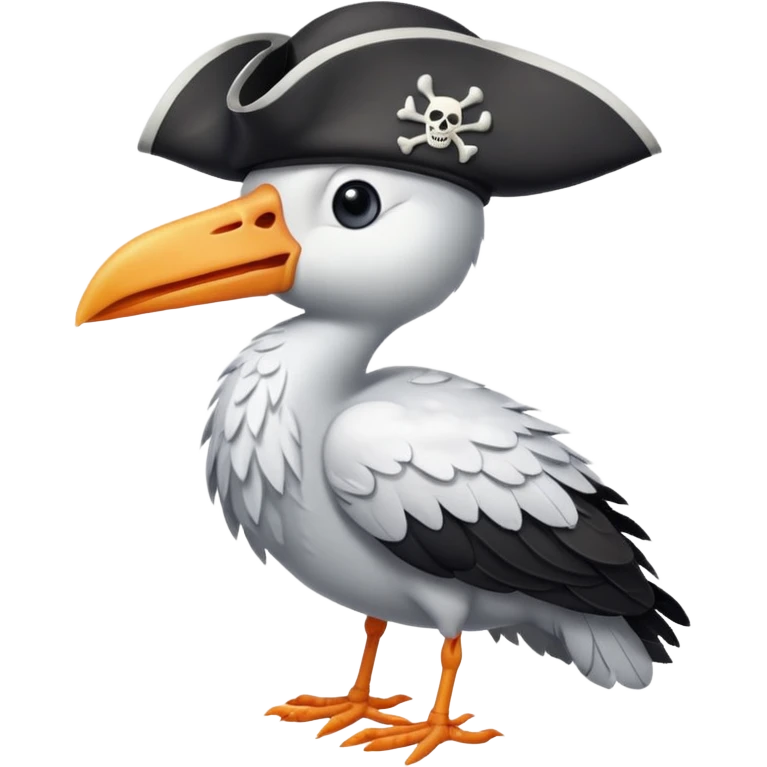 Птица аист  в пиратской шляпе emoji