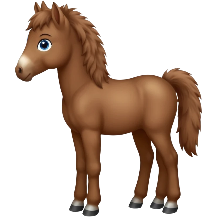 a standing foal horse with big blue eyes emoji