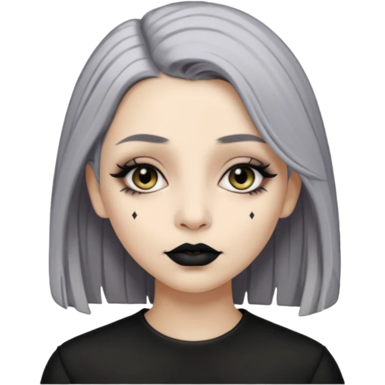  Beige olive skin  grey hair black lips goth girl emoji