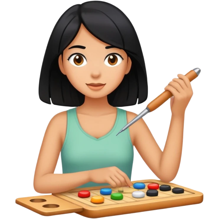 differemt girlhood hobbies, black hair tanned emoji