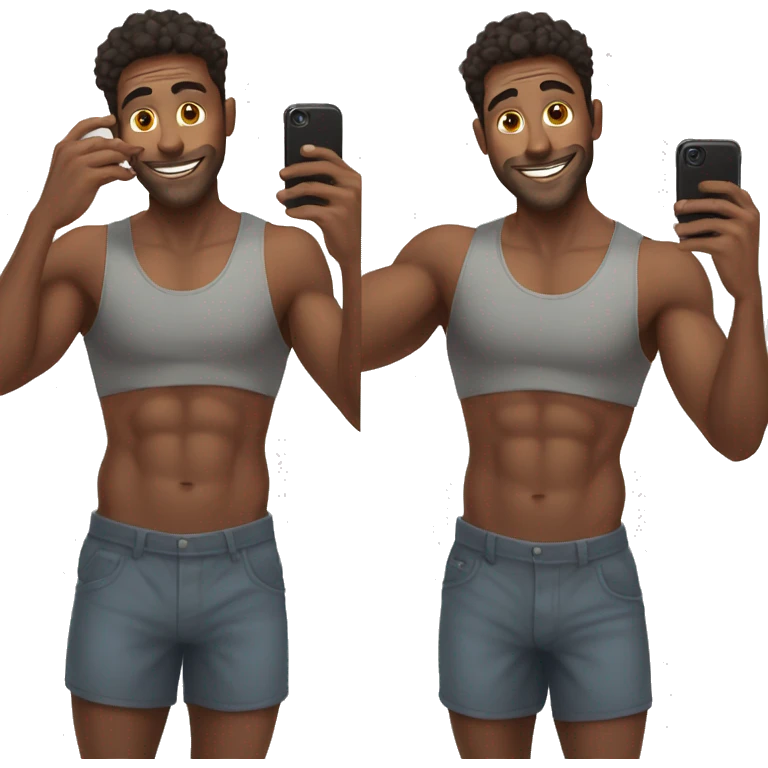 Fit guy taking mirror selfie emoji