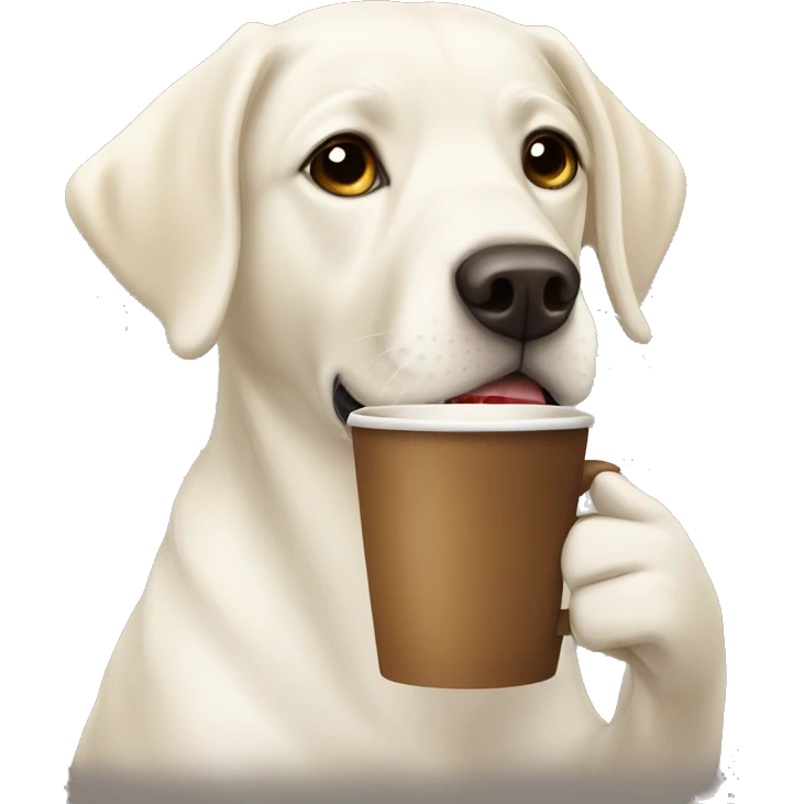 White labrador drinking coffee emoji