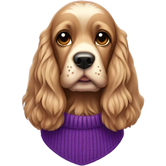 Cocker spaniel in purple sweater emoji