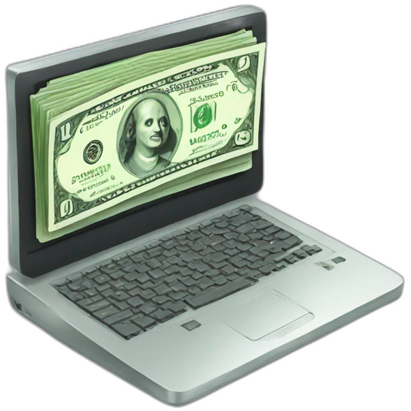 Money on computer emoji
