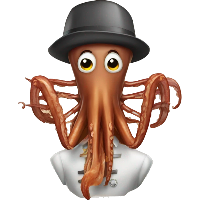 A squid eating bbq ribs emoji