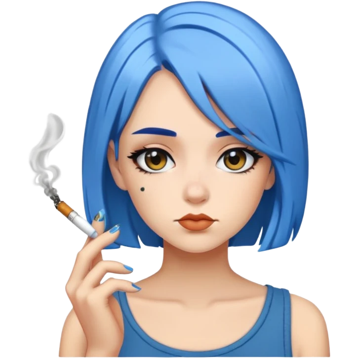 girl with blue hair smoking emoji