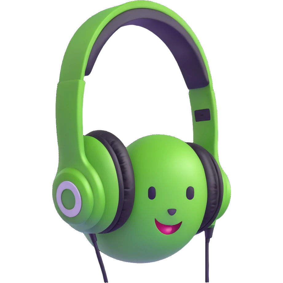 green pea wearing headphones emoji