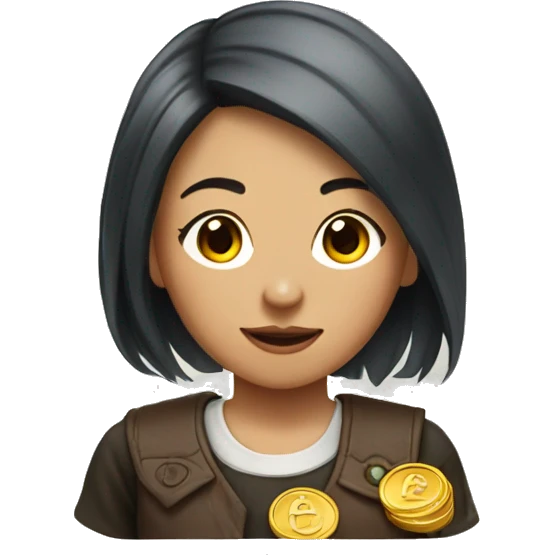 Asian girl with red copper hair and blonde money piece emoji