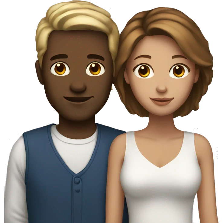 White couple with brown hair emoji