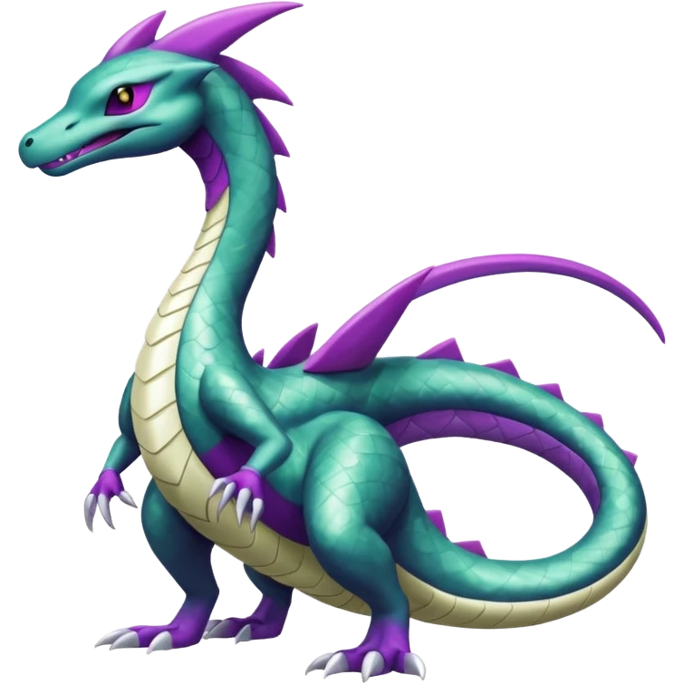Shiny Green and Purple Salazzle-Seviper-Silvally-Dialga-fusion emoji