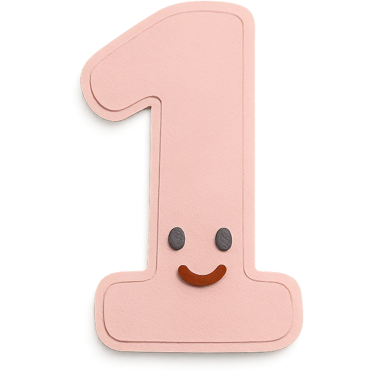soft pastel simple number icon for bullet journal with a smiling face accent emoji